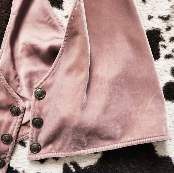 "FREE PEOPLE" WOMEN'S CRUSHED VELVET VEST - SOFT LAVENDER - Picture 2 of 4